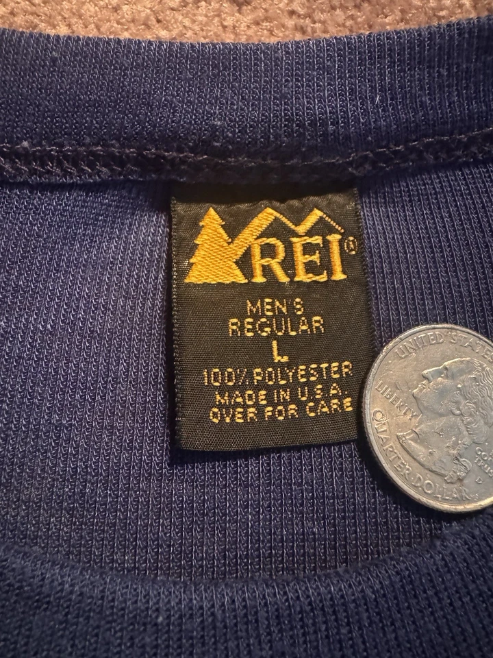 Camisa REI De Colección Para Hombre Talla L Azul Capa Base Manga Larga Hecha en EE. UU. Exterior Foto 2 de 4