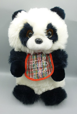 Vintage Applause 1985 Little Beggar Panda Bär weiches Plüschtier weiß schwarz 12 Zoll