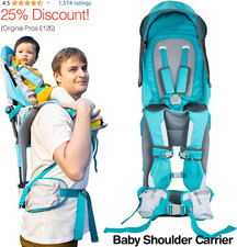 Foldable Baby Hiking Backpack Carrier, Ergonomic Seat, Removable Canopy, 0-12kg