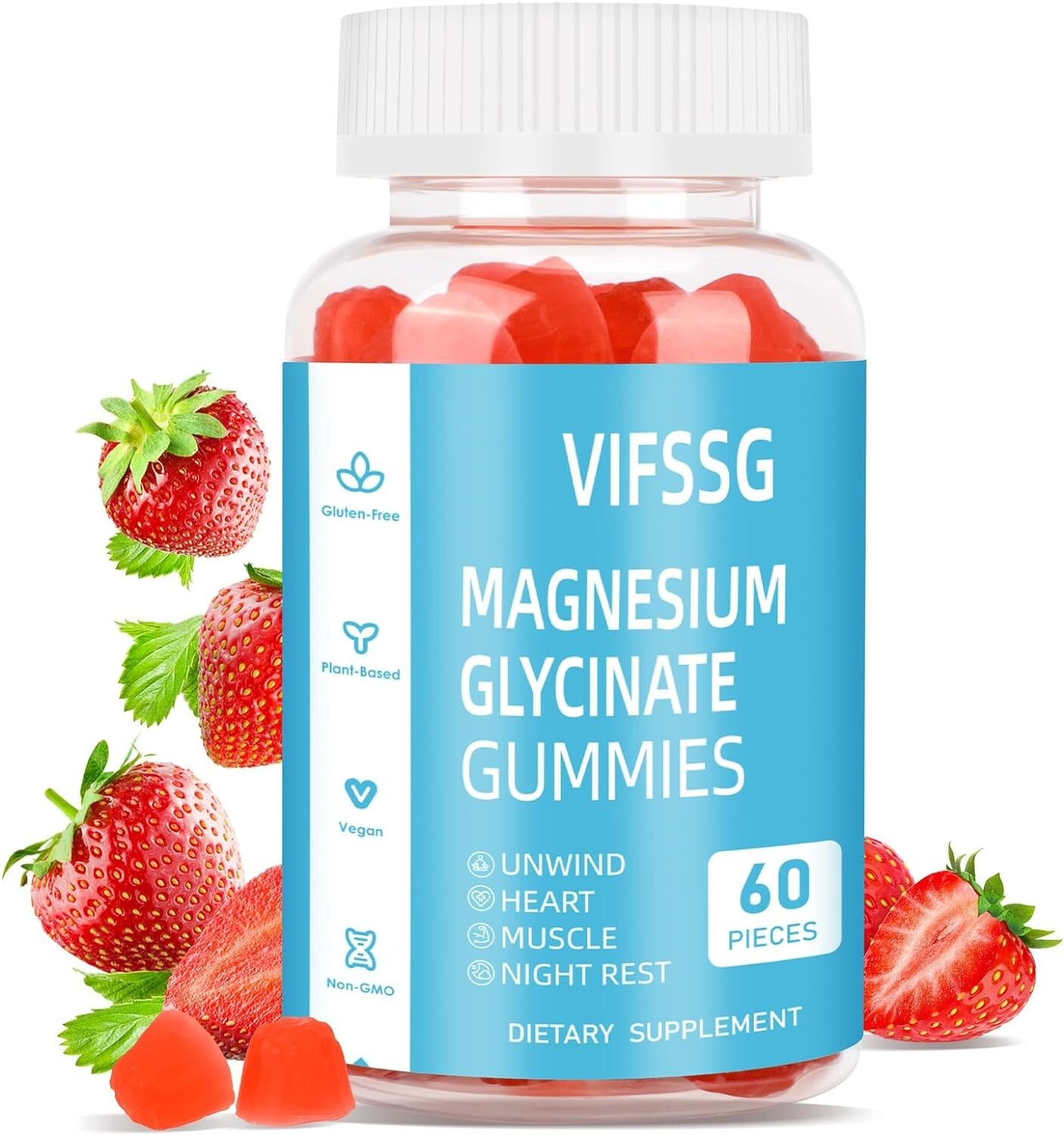 Magnesium Glycinate Gummies / Calcium,Vitamin D,B6,B12,Q10 for Energy