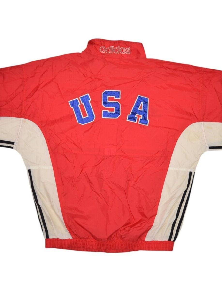 Vintage Adidas Jacket Mens M USA Special Olympics Red Warm Up