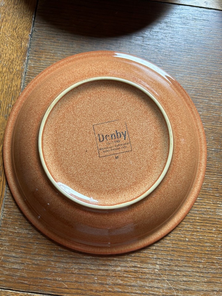 (4) Denby Fire Chili Rim Soup Bowls, sage and paprika Perfection! eBay