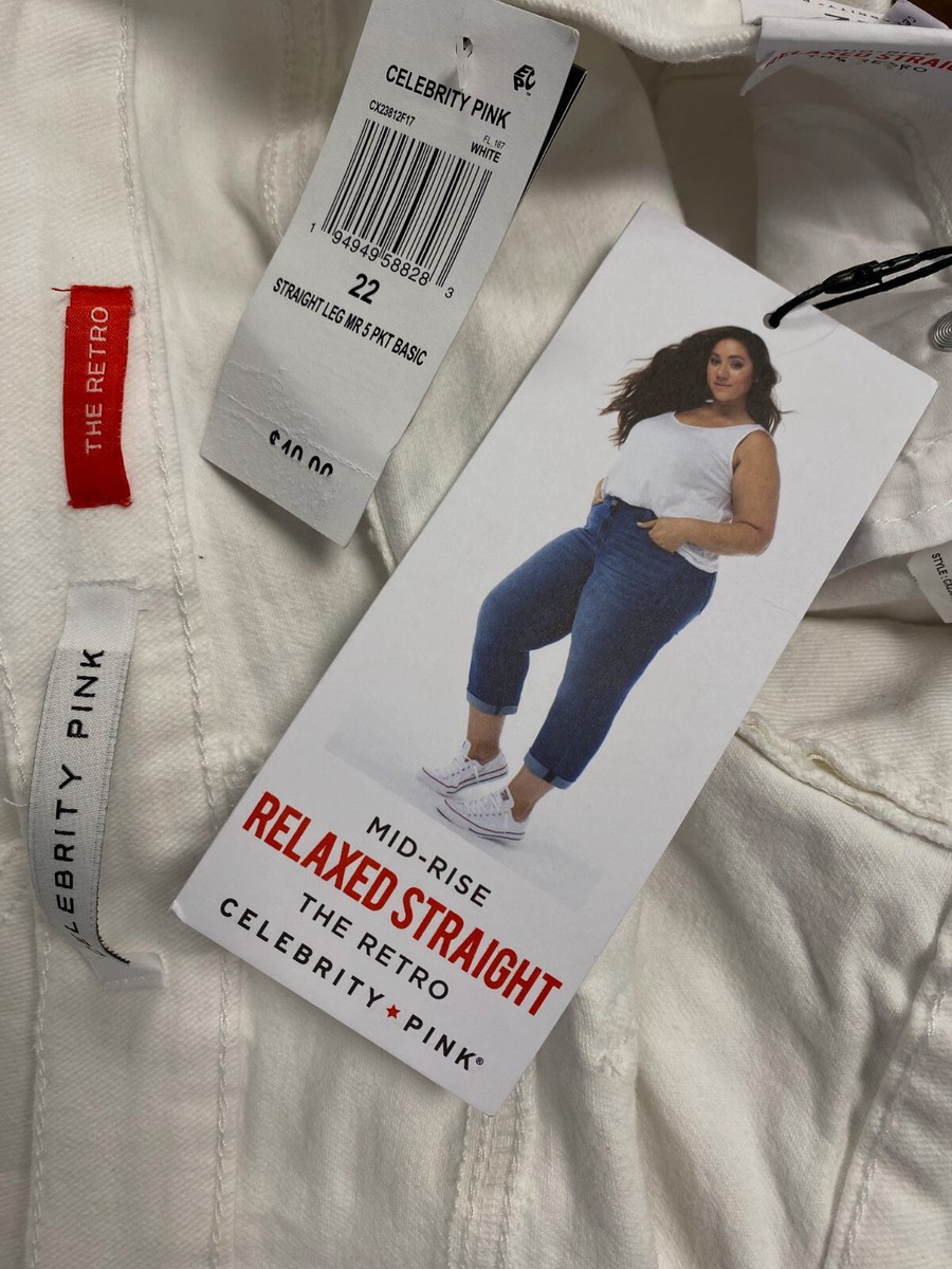Celebrity Pink Women White The Retro Straight-Leg Jeans Pants Plus