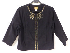 Ruby Rd Zip Front Jacket Gold Toned Studded Embellishment Size 14