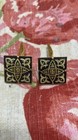 Vintage TOLEDO Spain DAMASCENE Gold & Black Square Cufflinks Original Packaging.