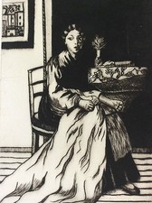 La couturière estampe en pointe sèche signée  A Tatibouet