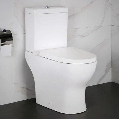 SORRENTO BATHROOMS Comfort Height High Close Coupled Toilet WC Pan Soft Close Seat & Cistern Round