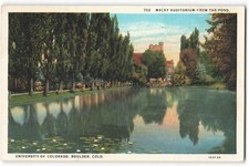 Postcard Macky Auditorium From The Pond, University of Colorado VTG ME3.