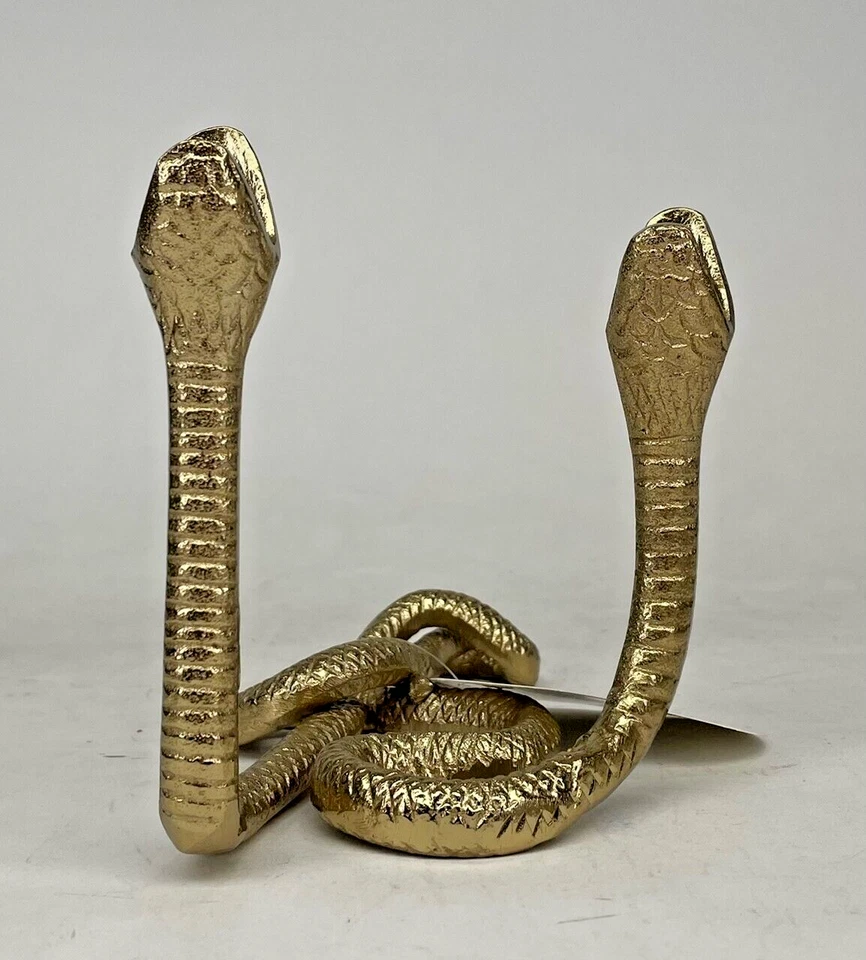 NEW! Threshold Brass Style Gold Aluminum Double Snake Taper Candle Stick Holders - Image 3 of 4