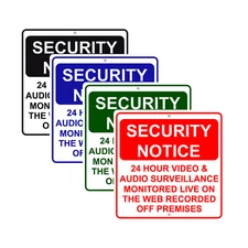 Security Notice 24 Hour Video & Audio Surveillance 12"x12" Aluminum Metal Sign