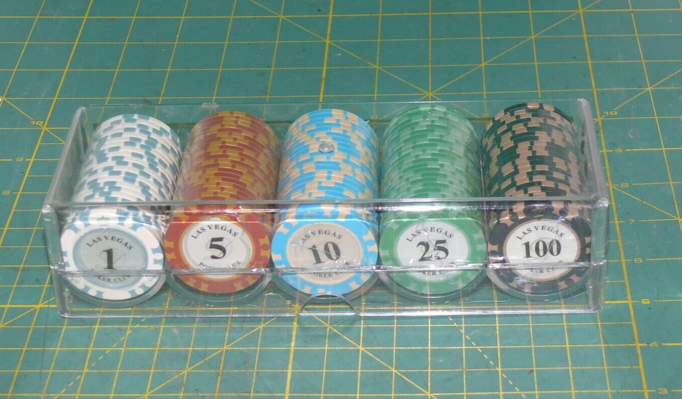 Las Vegas Poker Club Poker Chip Set 14g 100 Clay Composite Chips