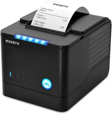 MUNBYN 80mm USB Receipt Printer POS Printer with Auto Cutter ESC/POS Windows Mac