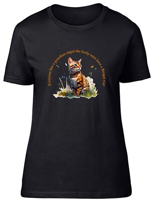 Schutzengel Damen T-Shirt Lucky Ones have a Bengalkatze Damen Geschenk Tee