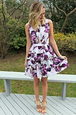 Banana Republic Andre Dress Size 2 Lilac Floral Sleeveless Ruffled Tiered Fairy