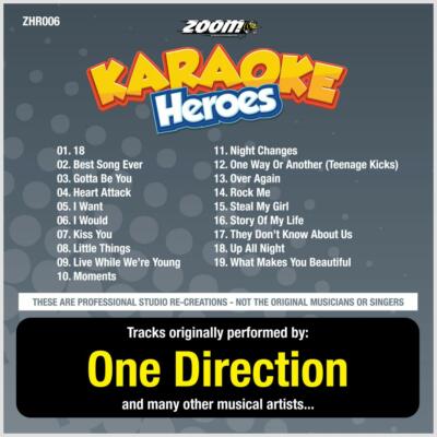 One Direction Karaoke CDG - Zoom Karaoke Heroes Vol 6, 19 Tracks, CD+G, ZHR006