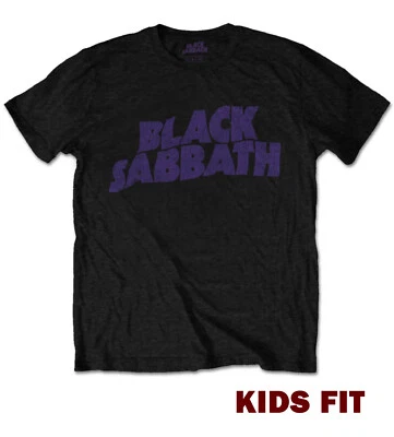 Offizielles Black Sabbath gewelltes Logo Kinder T-Shirt Jungen Mädchen Rock Ozzy Osbourne neu