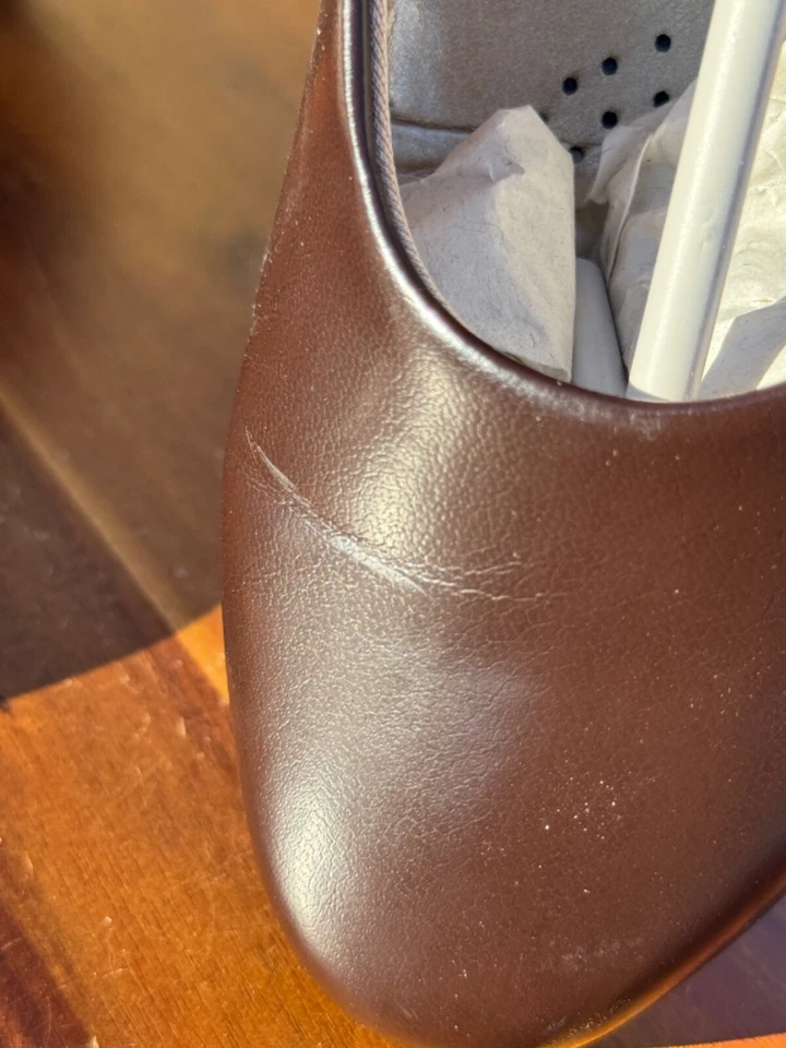 Zapato de vestir ancho estilo suave para mujer charol ángel tacón marrón mocasín talla 11 Foto 4 de 4