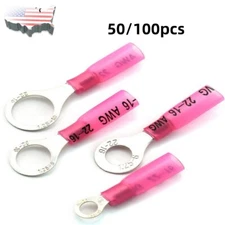 50-200Pcs Waterproof Heat Shrink Wire Connectors Terminals Crimp Ring  22-16AWG