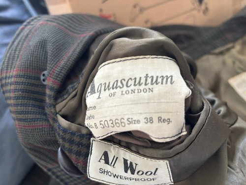 Vintage Aquascutum Plaid Check Showerproof Wool Balmacaan Overcoat/ Top Coat -38 - Picture 14 of 15