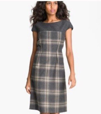 Max Mara Weekend Bleistiftkleid Schurwolle grau kariert kariert UK 16 Etuikleid sehr guter Zustand