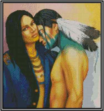 Native American Couple Counted Cross Stitch CHART  #21-120