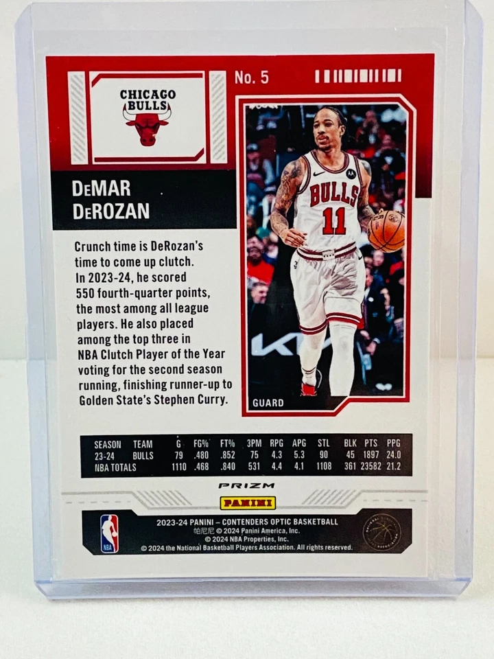 2023-24 Panini Contenders Optic DeMar DeRozan Season Ticket Red #5 - Image 2 of 2