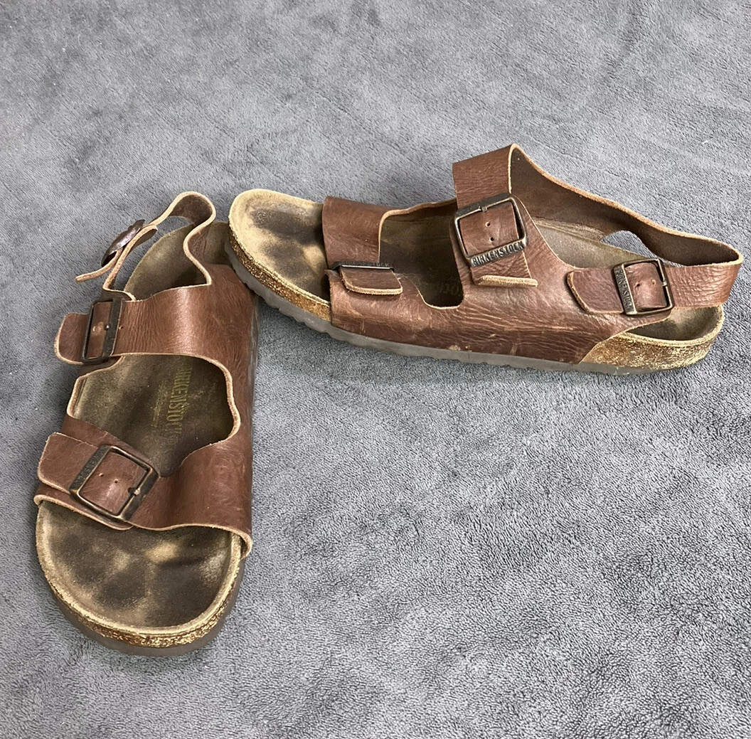 Birkenstock Milano Leather Mens 44 US 11 Brown Germany Cork