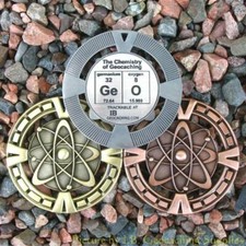 GeO - Chemistry of Geocaching Geomedal Geocoin 2.5", Cutouts, Antique Finish