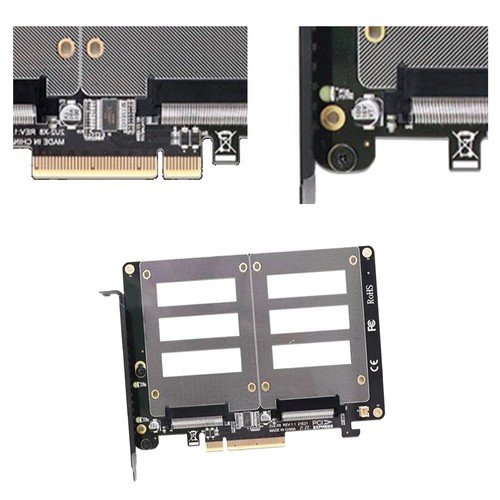 U.2 SSD to PCIe X8 Adapter PCIE 4.0 to Dual 2x U.2 SFF-8639 Disk Riser Card - Afbeelding 2 van 15