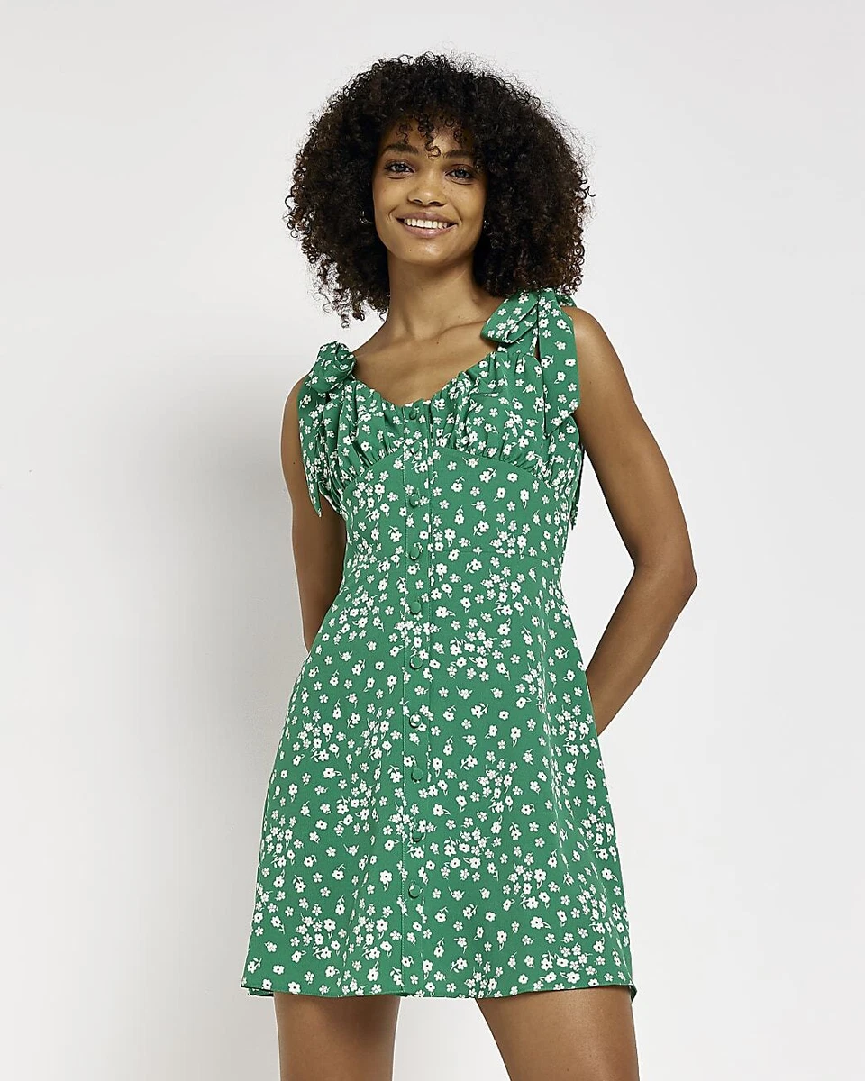 River Island Womens Green Slip Crepe Dress Size 16