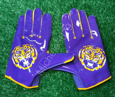 Nike LSU Tigers Team Issued Vapor Jet 7.0 Football Gloves Purple Size XL New