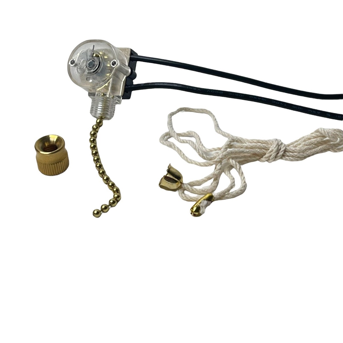 Shine Top Brass Switch with Pull Chain String - On/Off Light, Fan