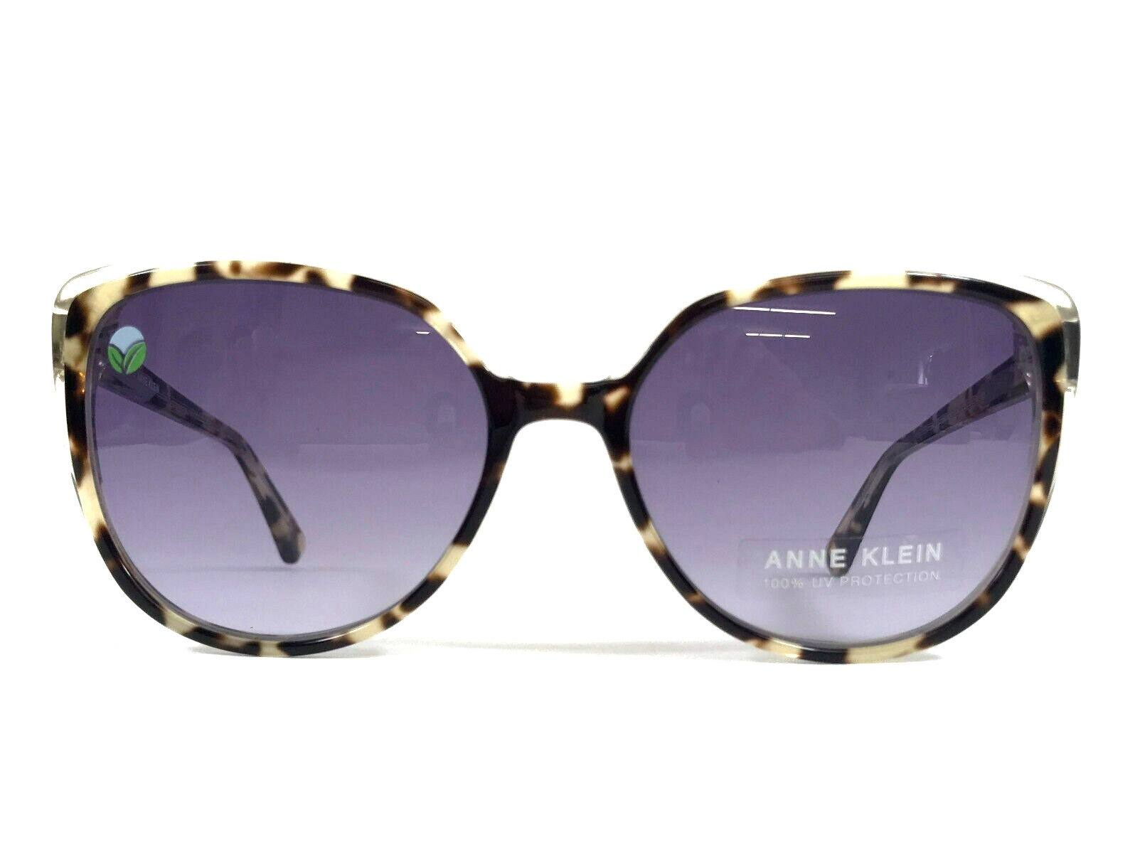 Солнцезащитные очки Anne Klein AK7077 160 в черепаховой оправе цвета слоновой кости Кошачий глаз с фиолетовыми линзами