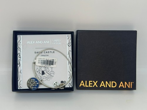 Alex And Ani Beach Sand Castle Charm Bangle Bracelet Rafaelian Silver Finish NWT