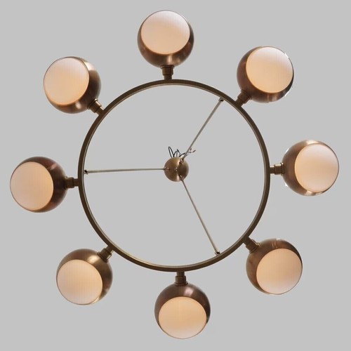 Stilnovo 8 Globe Raw Brass Chandelier Light Fixture Modern Sputnik Ceiling Light - Picture 5 of 6