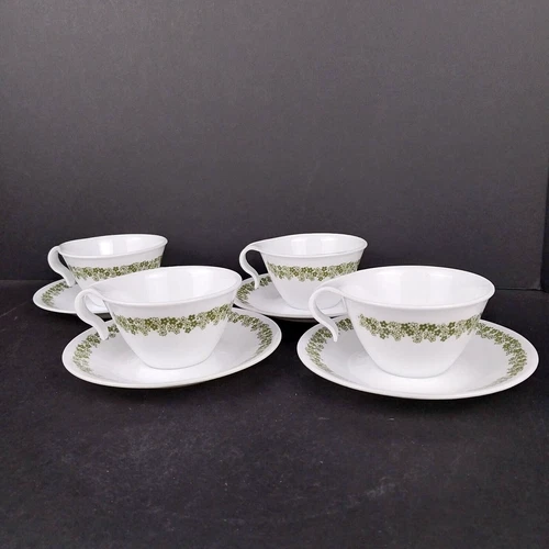 Vintage 8-pc Corelle by Corning Crazy Daisy Spring Blossom Tea Cup & Saucer Set