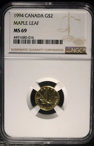 1994 Canada Gold Maple Leaf G$2  1/15oz NGC MS69 LOW MINTAGE 3,540