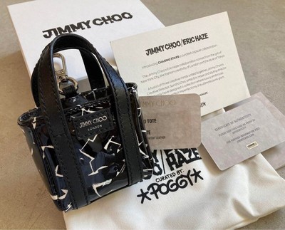 Jimmy Choo Eric Haze Collab Micro Mini Tote Bag Pouch Charm Black 