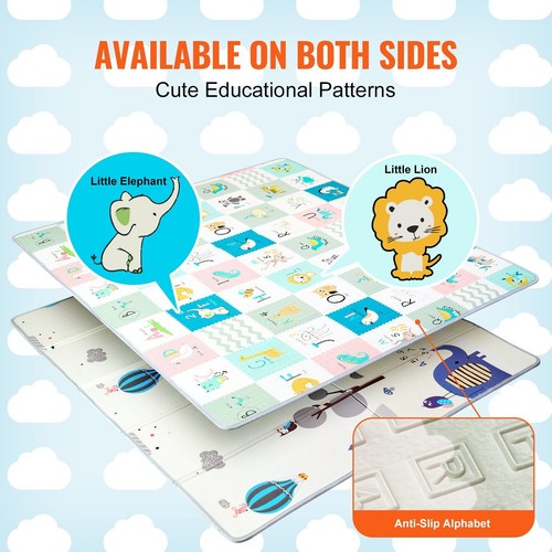 71"x79" Baby Play Mat Kids Crawling Soft Activity Floor Playmat 2 Side - Picture 3 of 11