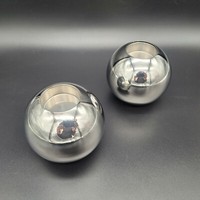 2Er Set Teelichthalter Teelicht Kerze Kugel GläNzend Silber Edel Modern