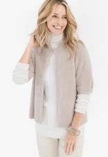 Chicos Women Sz 2 Large Angora Knit Sweater Cardigan Office Old Money