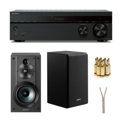 Sony 2 Channel Stereo Receiver with Sony 3 Way 3Driver Speaker System Bundle