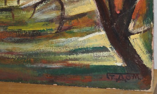 Prof. Stoyan Domuschiev (1935-2021) Oil painting country landscape signed - Picture 11 of 11