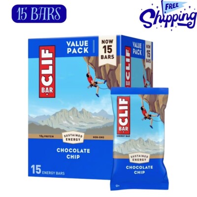 CLIF BAR - Chocolate Chip - Made with Organic Oats - Energy Bars (15 Pack)