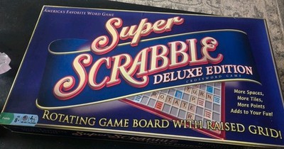 Super Scrabble Deluxe Edition 100% Complete In Box And Everything Scrabble Book