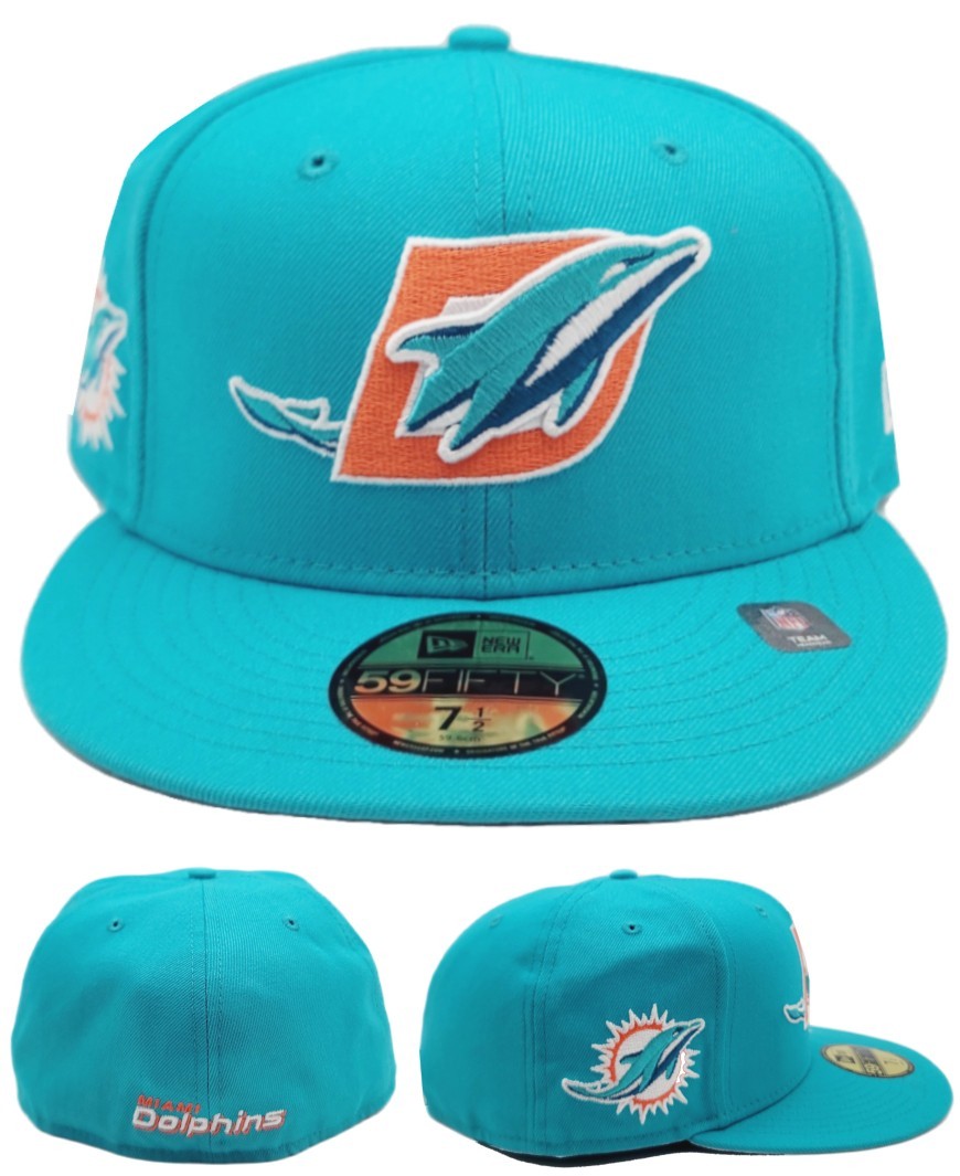 New Era NFL Miami Dolphins キャップ フリーサイズ Miami Dolphins New Era 59Fifty D Logo Fitted Teal Hat Cap 7