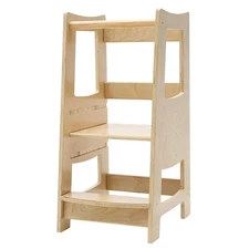 Toddler Kitchen Step Stool with Safety Rail Kids Wooden Standing Tower for Ki...