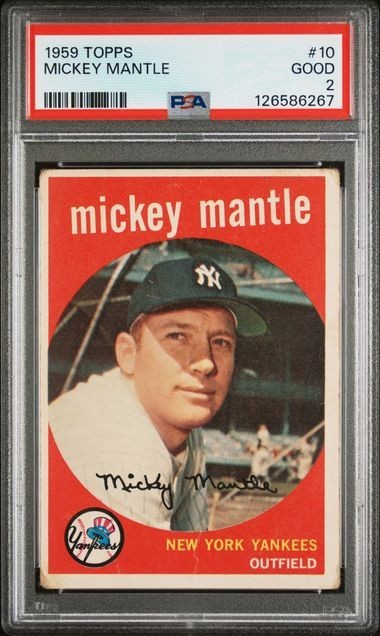 1959 TOPPS MICKEY MANTLE  #10  PSA 2  (NEW PSA LABEL!)