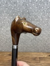 Vintage Italy Carved Wood Horse Head Swagger Knob Walking Stick Cane 36  L CV JD