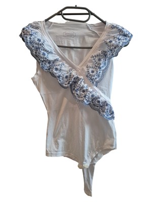 Intimissimi Body Damen 38/M Weiß Rüschen Blumen Stickerei Casual